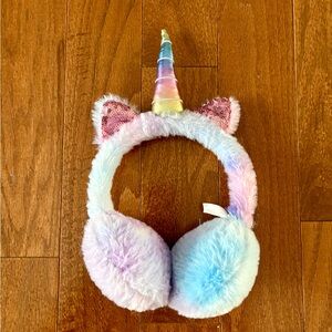 Girl Unicorn Plush Earmuffs - Tie Dye Multicolor